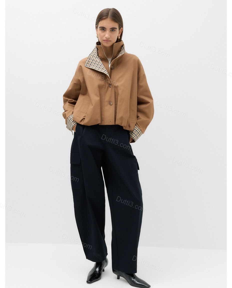 Brown Elevated Textured Jacket Brown Jacket with Utility silhouette and Textured texture, clean studio product view for City Layering, an early-evening outing, Fall late-summer city plans and early-fall occasions, Euro Chic Premium by Dutti3