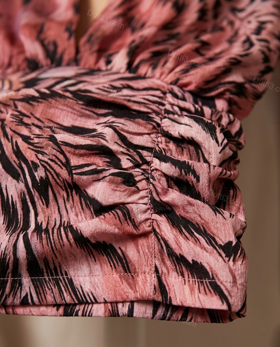 Pink Animal Print Mini Satin Dress, close-up of animal print, by Dutti3