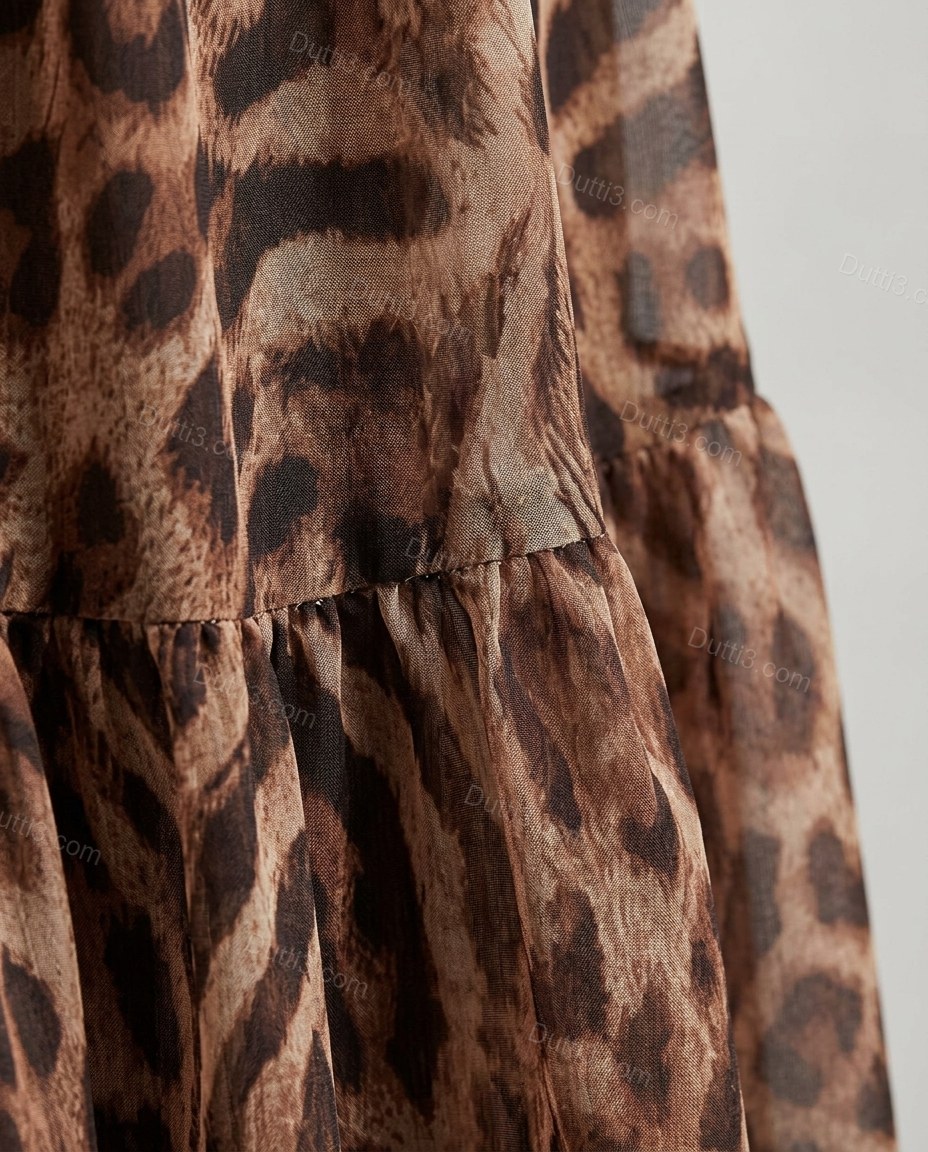 Brown Leopard Print Maxi Cape Dress, close-up of leopard print, by Dutti3