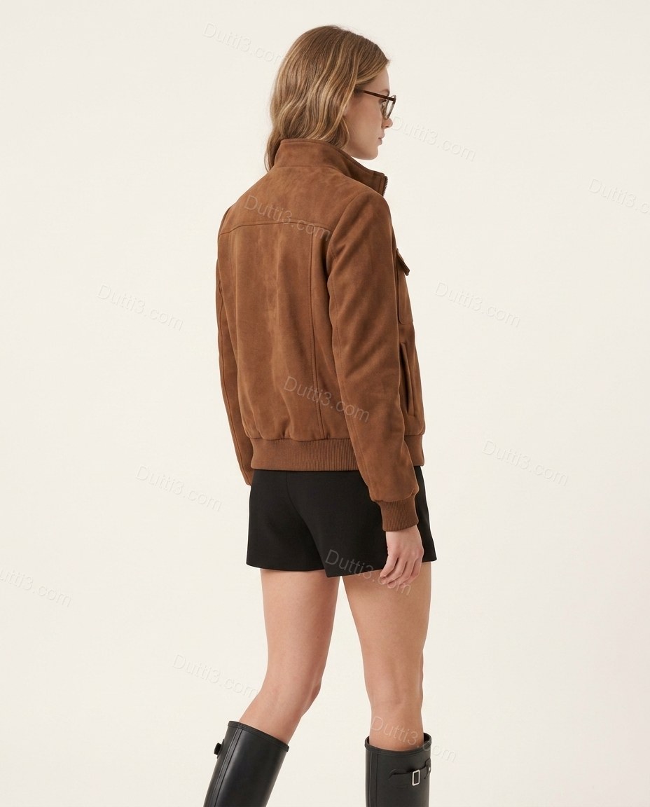 Brown Ribbed Jacket, back studio view, by Dutti3