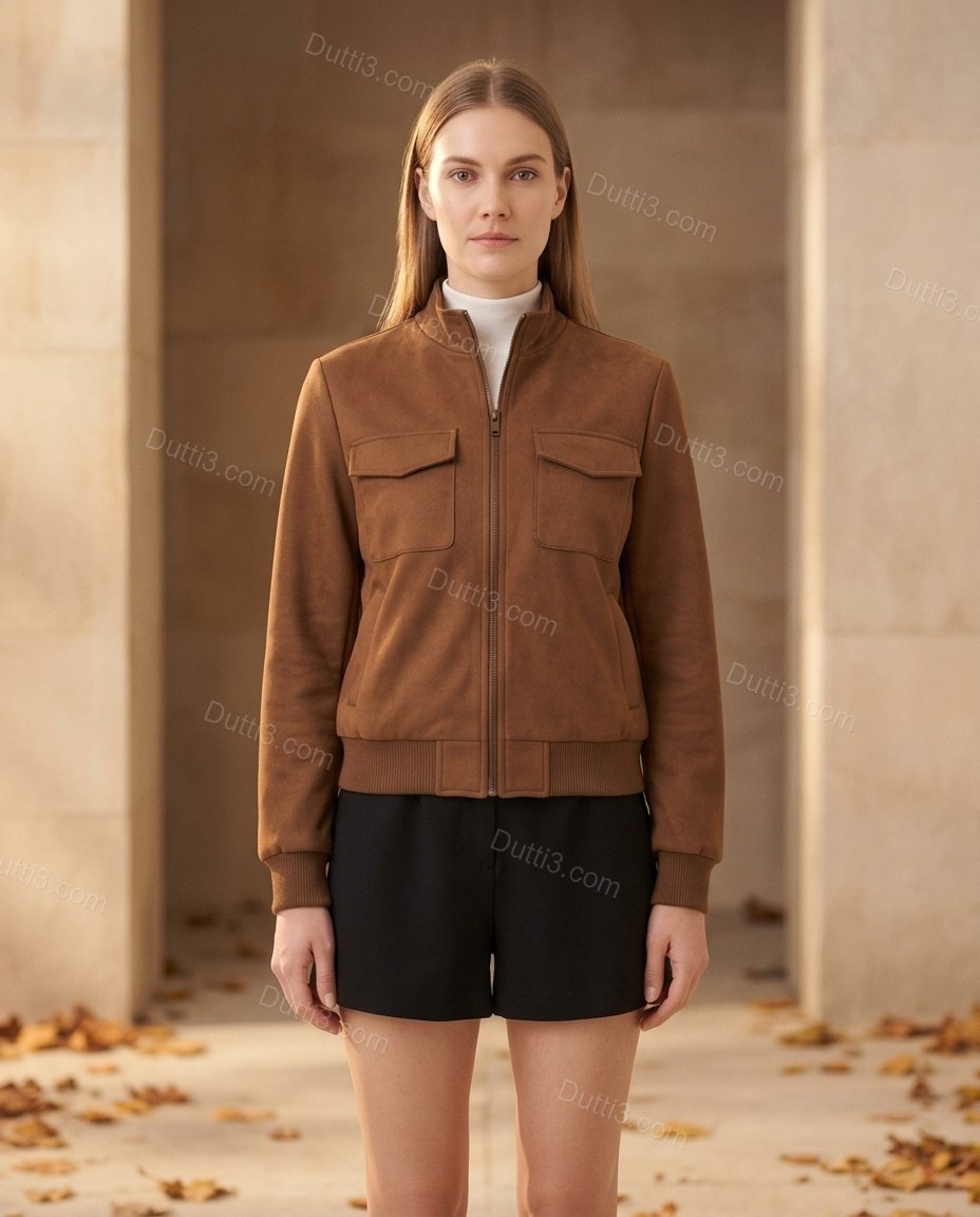 Brown Ribbed Jacket, full-length hero view, by Dutti3