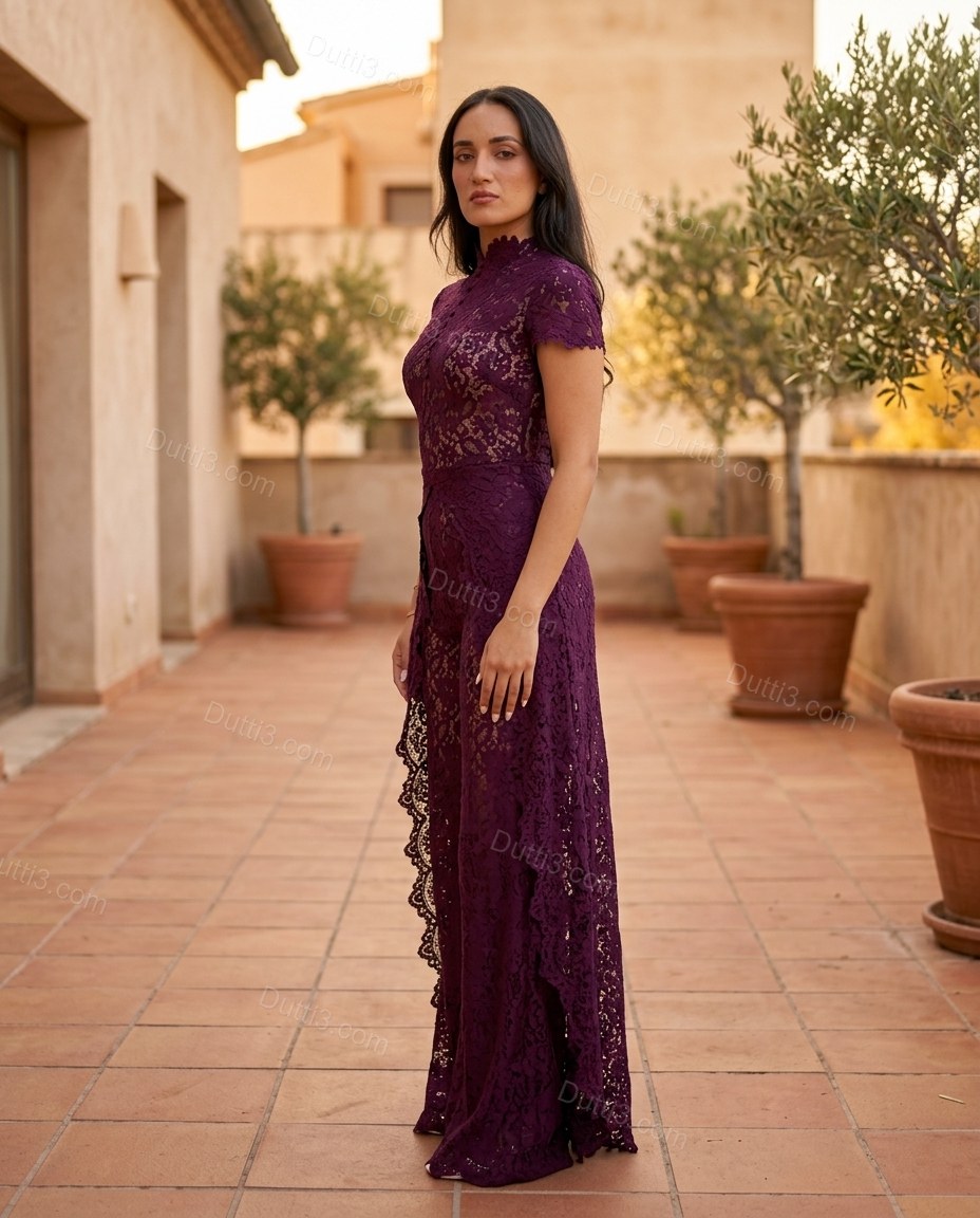 Purple Floral Lace Jumpsuit, alternate use-case lifestyle view, by Dutti3