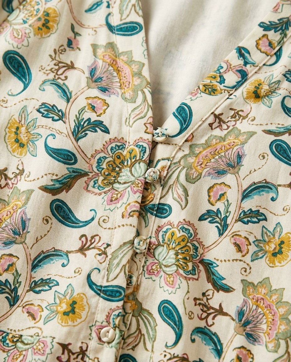 Cream Floral Jumpsuit, close-up of floral, by Dutti3
