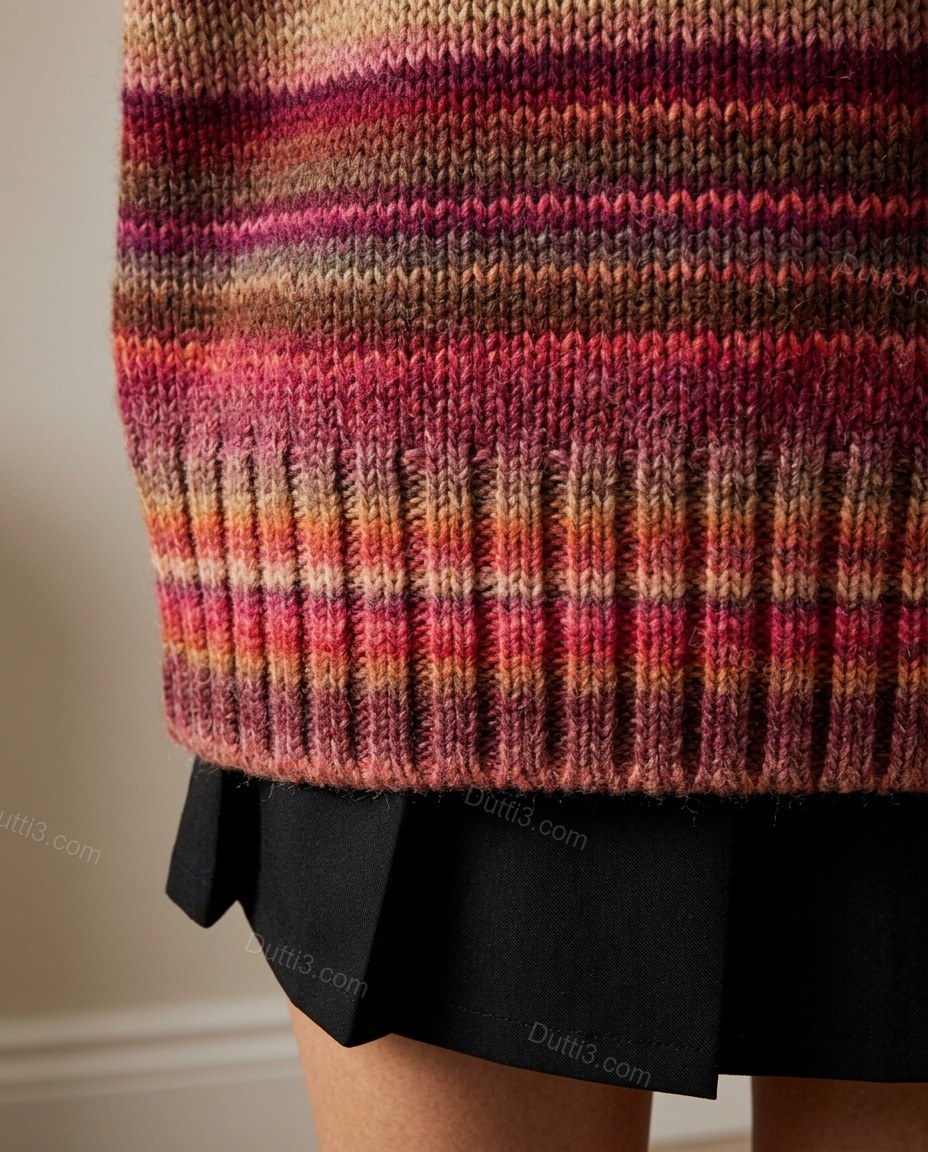 Multi-Color Striped Knit Ribbed Two-Piece Set, close-up of striped, by Dutti3
