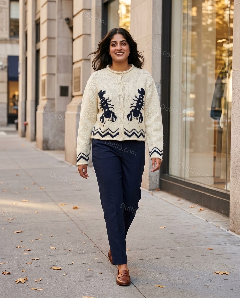 Cream Knit Ribbed Cardigan, movement and fit lifestyle view, by Dutti3