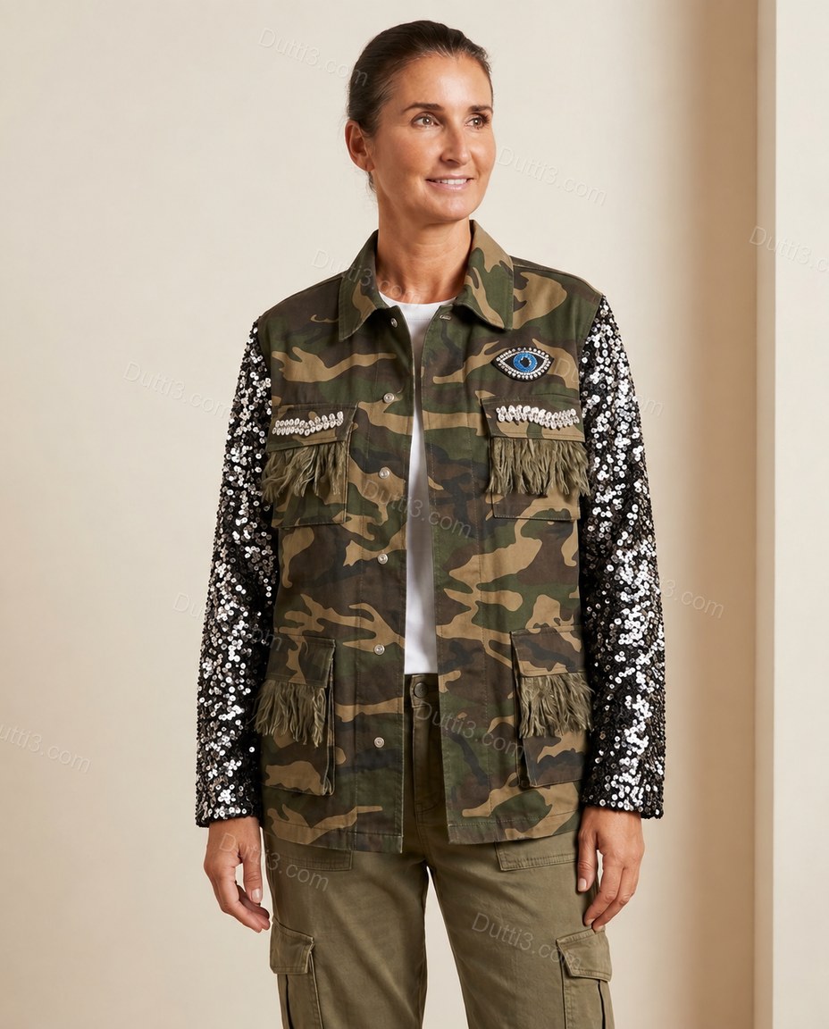 Olive Green Jacket, front studio view, by Dutti3
