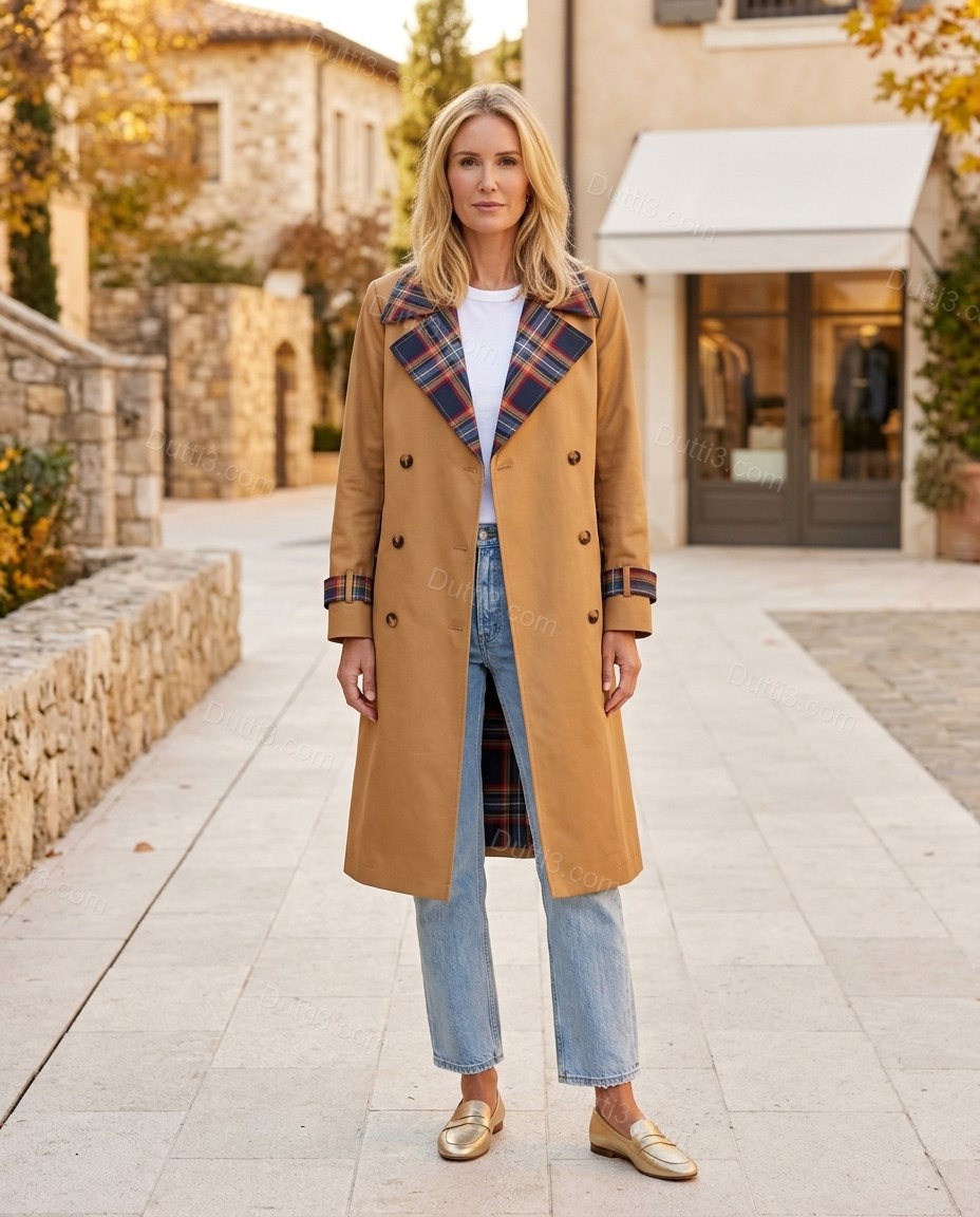 Tan Plaid Coat, alternate use-case lifestyle view, by Dutti3