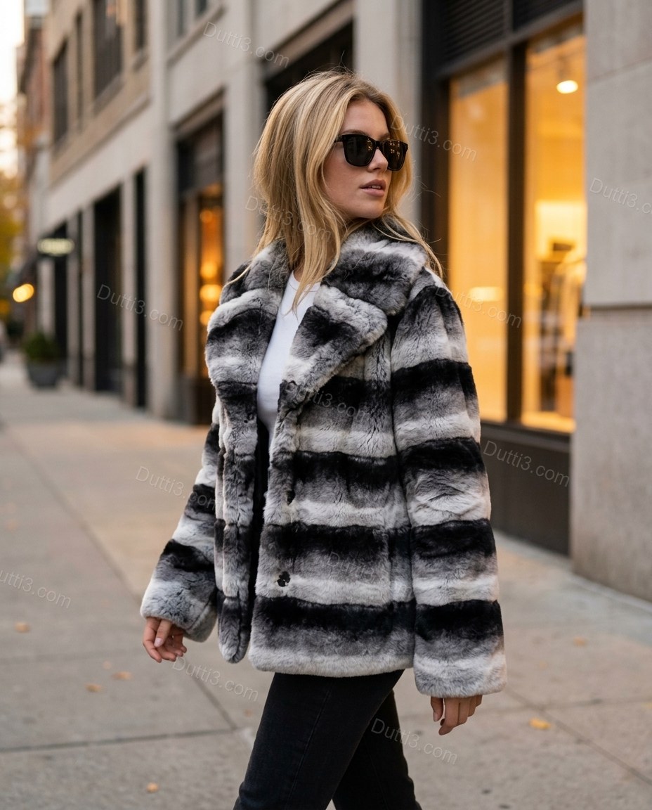 Black Animal Print Faux-Fur Jacket, alternate use-case lifestyle view, by Dutti3