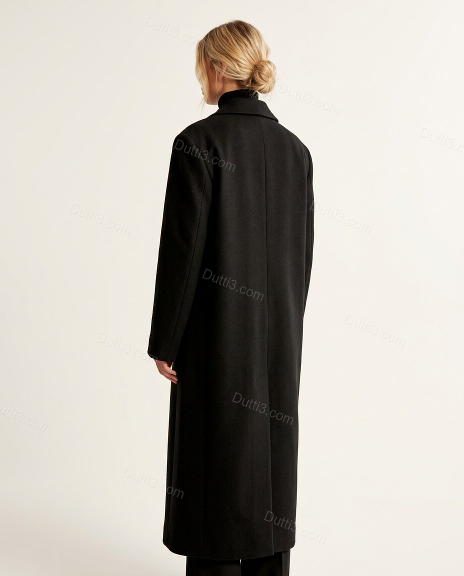 Black Coat, back studio view showing plain back, no visible details like vents or belts, by Dutti3