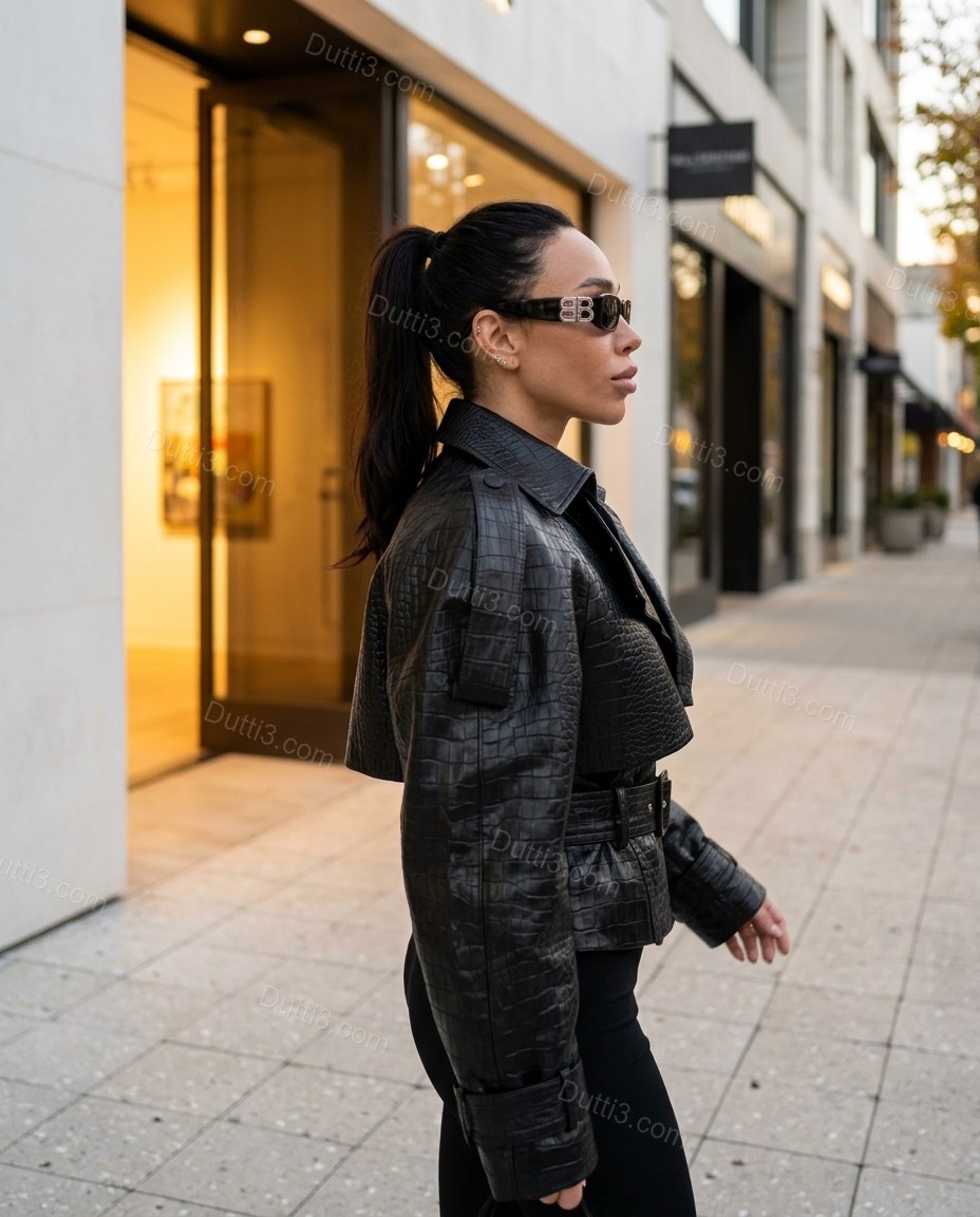 Black Jacket, movement and fit lifestyle view, by Dutti3
