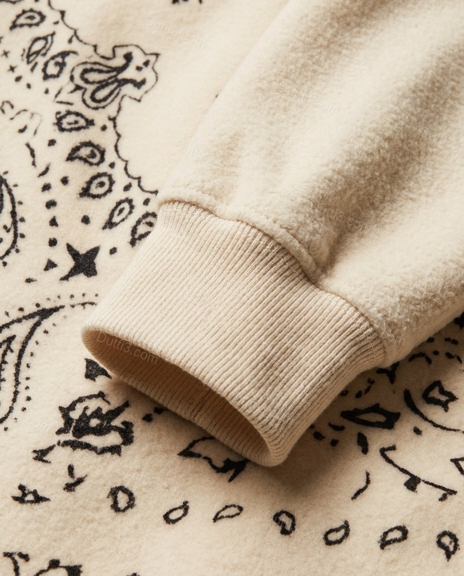 Cream Paisley Knit Ribbed Pants Set, close-up of paisley, by Dutti3
