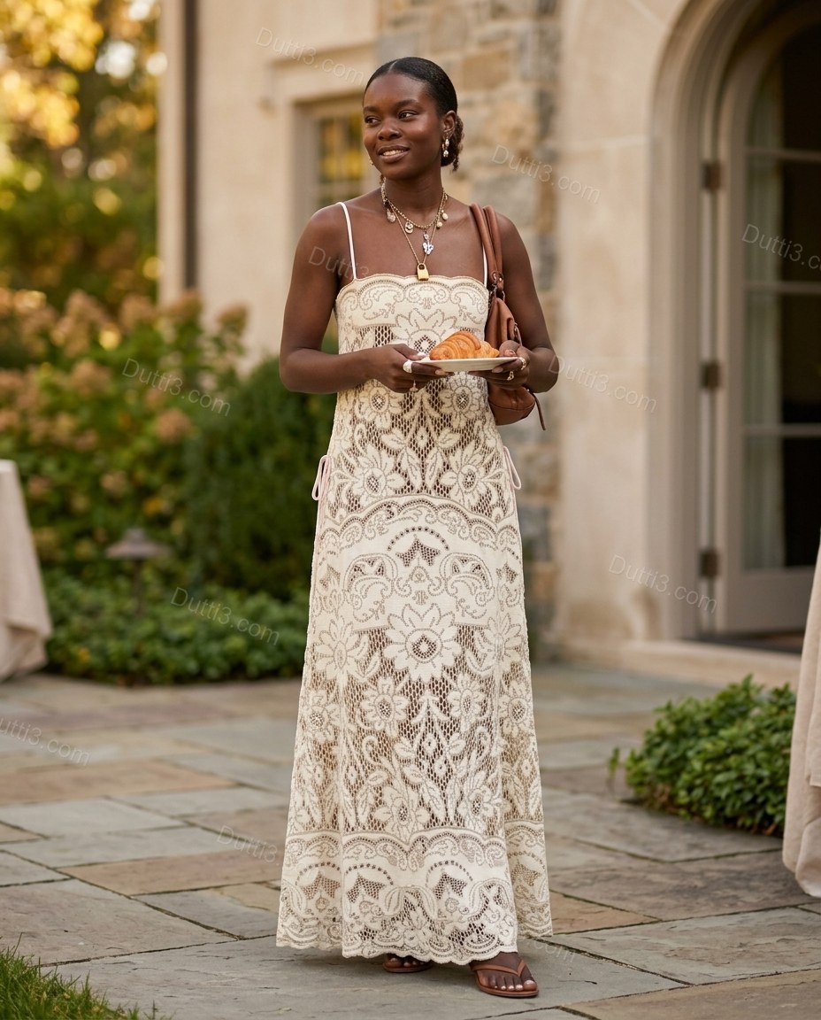 Ivory Floral Maxi Open-Back Dress, alternate use-case lifestyle view, by Dutti3