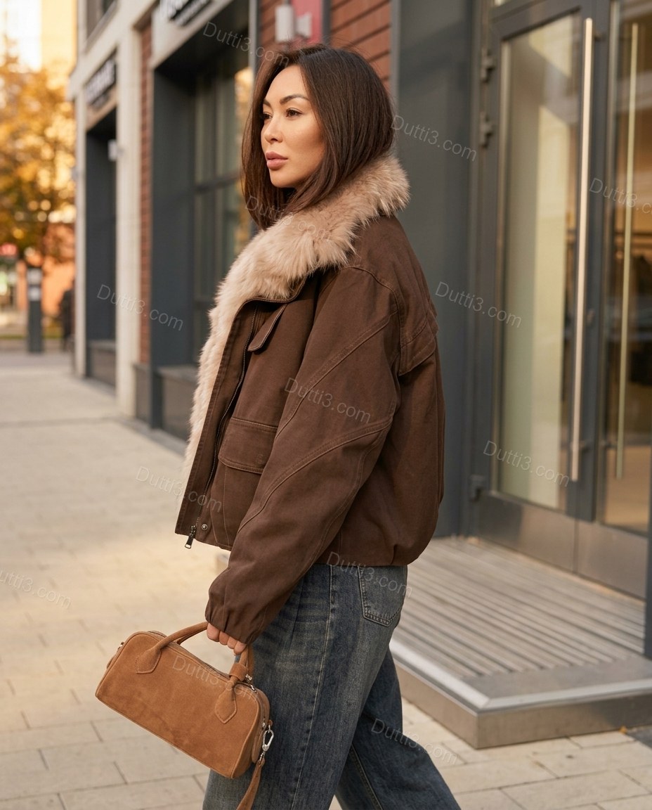 Brown Faux-Fur Jacket, alternate use-case lifestyle view, by Dutti3