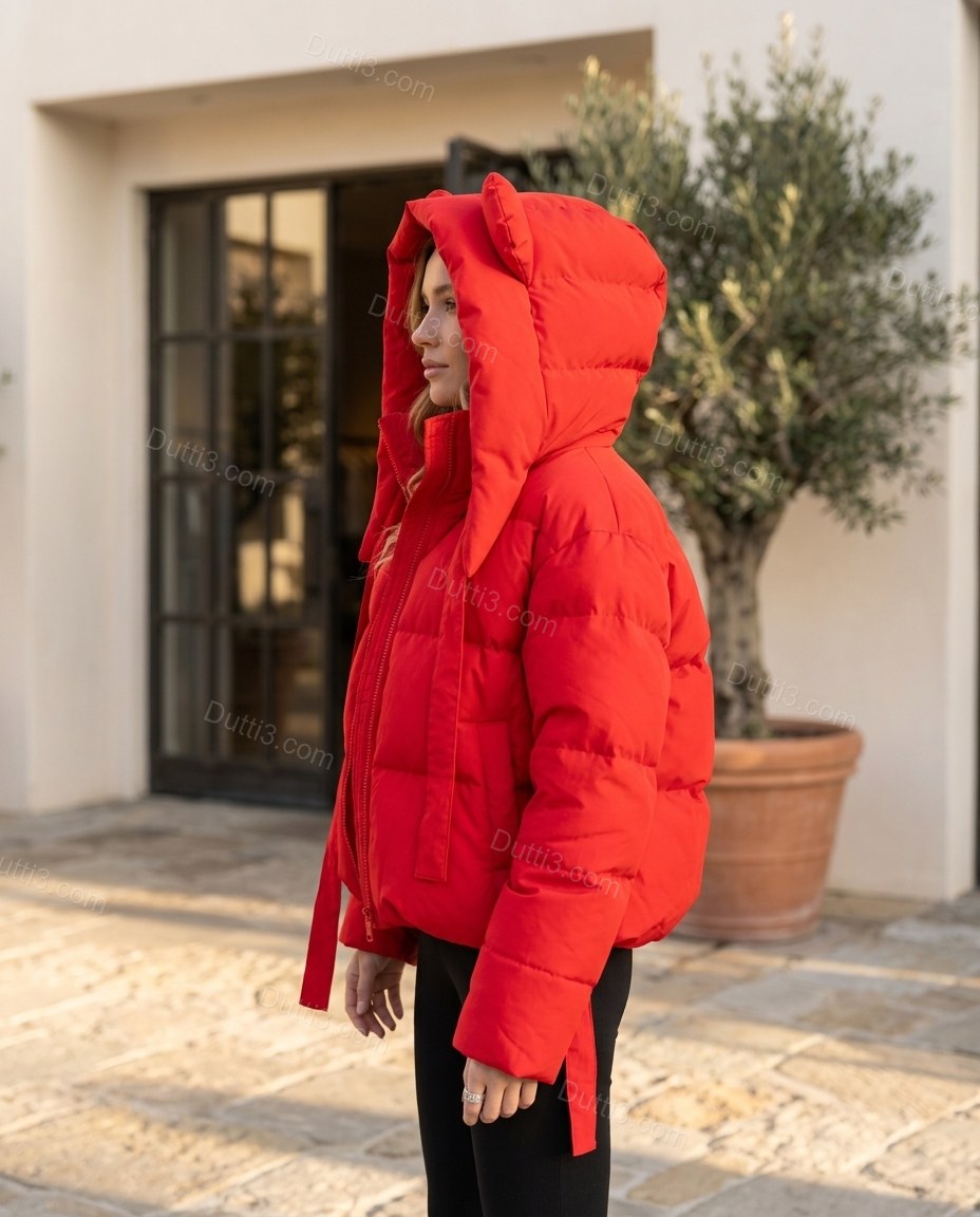 Red Jacket, three-quarter brand lifestyle view, by Dutti3