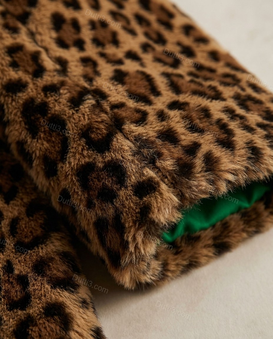 Brown Leopard Print Faux-Fur Coat, close-up of leopard print, by Dutti3