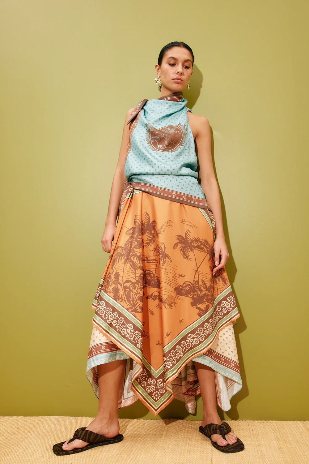 Tropical Scarf-Inspired Two-Piece Set