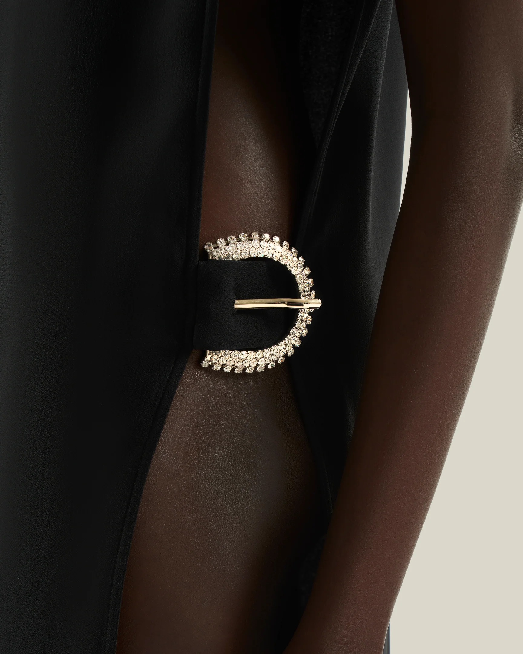 Minimalist Stand-Collar High-Slit Maxi Dress