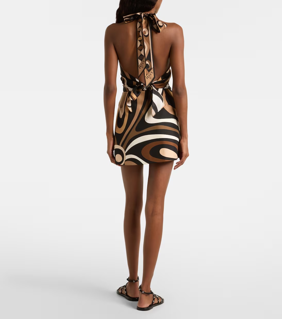 Swirl Print Halter Top & Mini Skirt Set