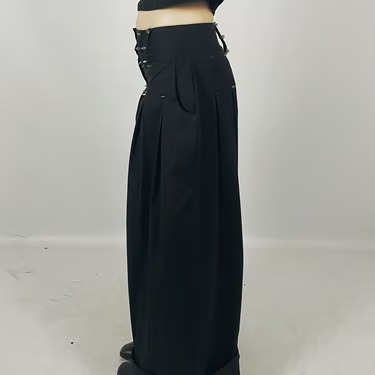 Oversized Stripe Stud-Detail Wide-Leg Pants