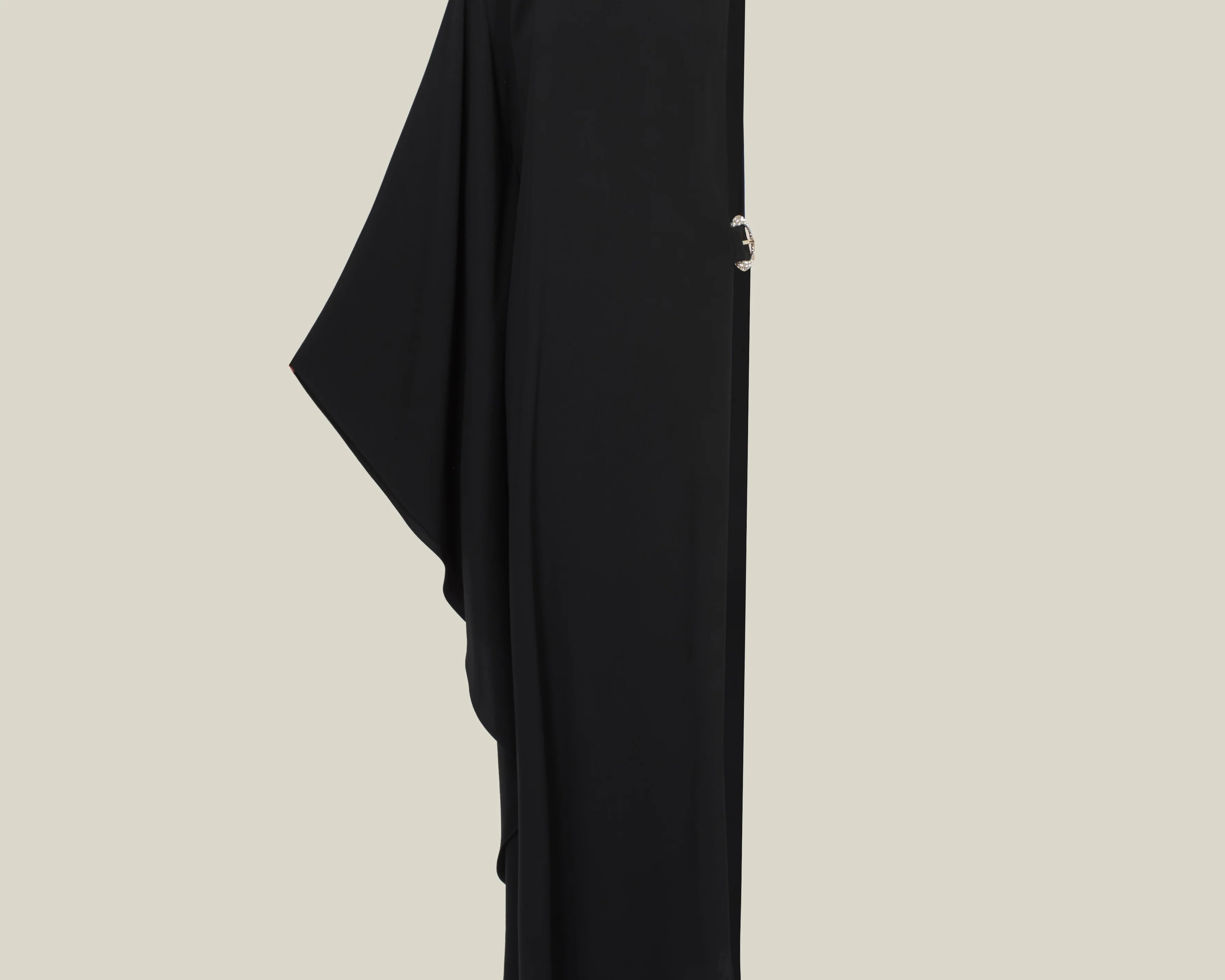 Minimalist Stand-Collar High-Slit Maxi Dress
