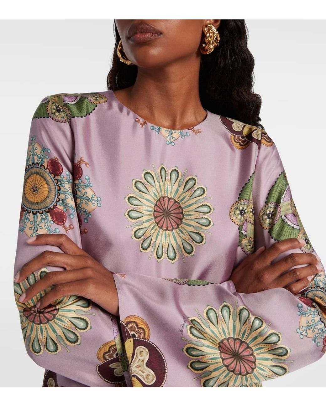 Ornate Print Relaxed-Fit Mini Dress