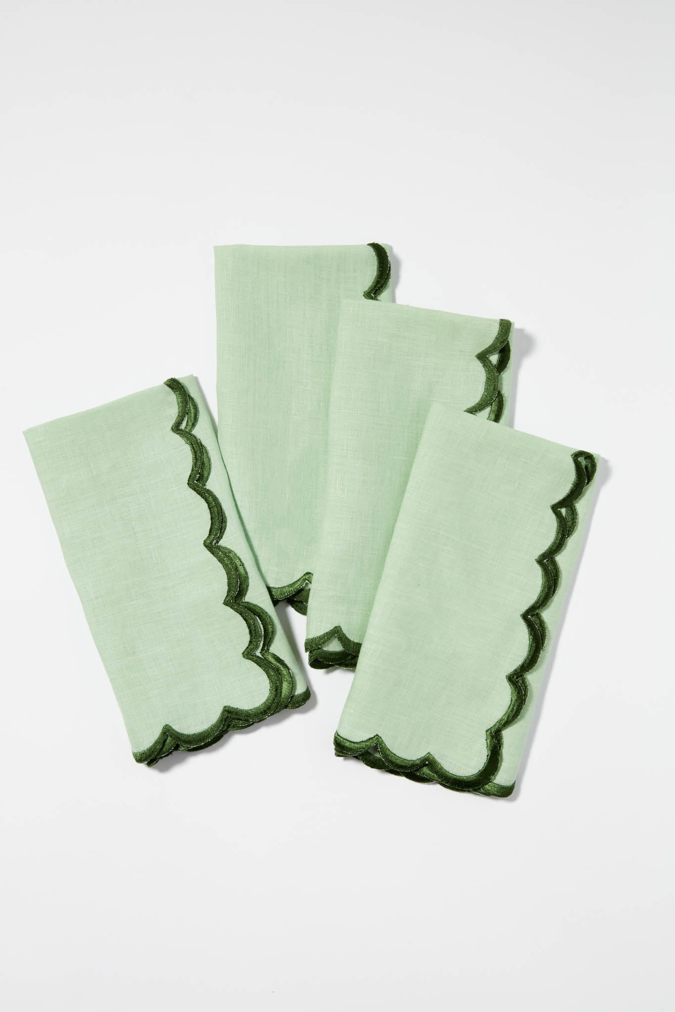 Fern and Olive Embroidered Linen Napkins Set of 4-Beilave