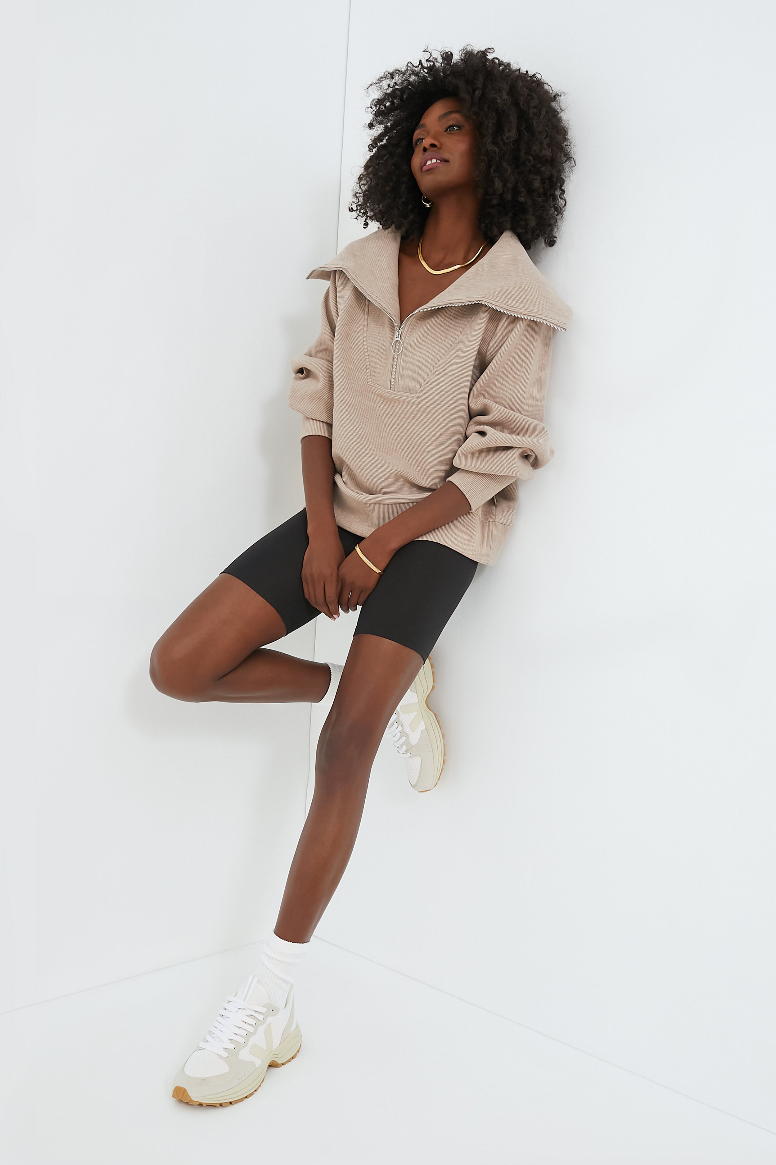 Taupe Marl Vine Half Zip-Beilave