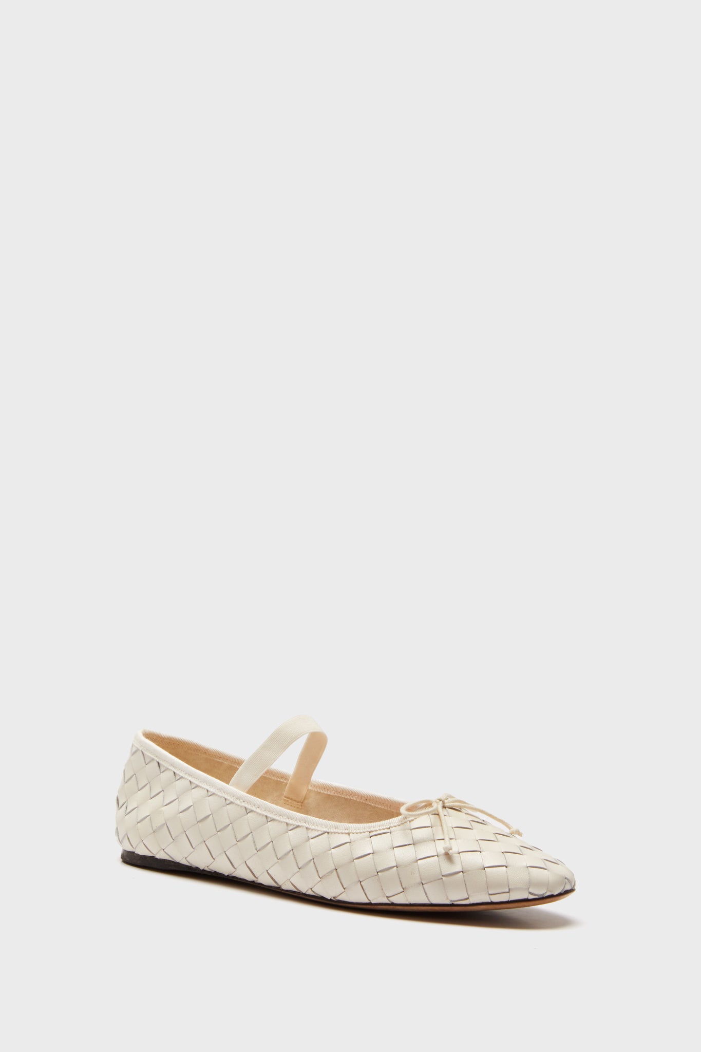Cream Woven Leather Leonie Flats-Beilave