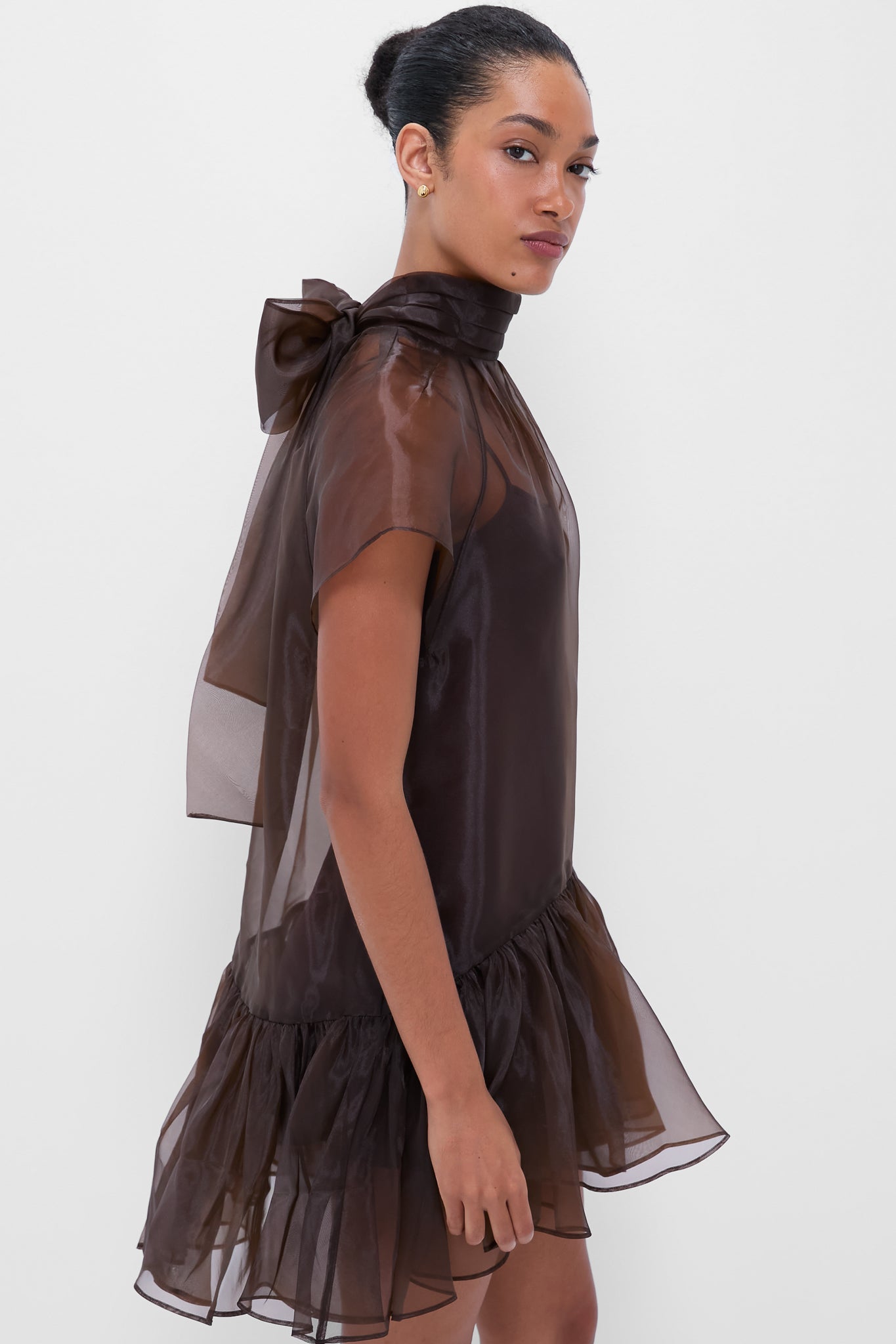 Chocolate Beaux Tiered Mini Dress-Beilave