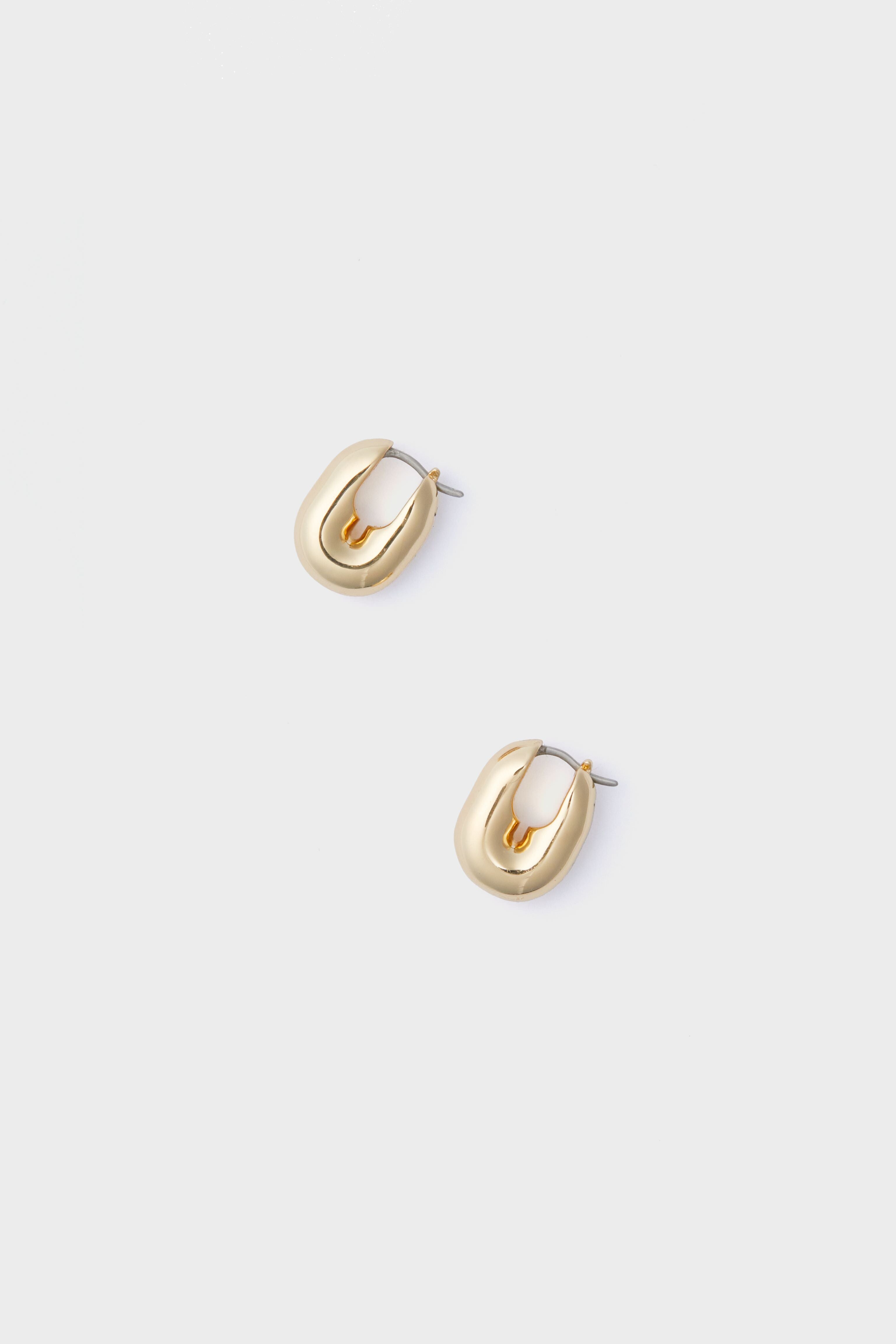 Gold Puffy U-Link Earrings-Beilave