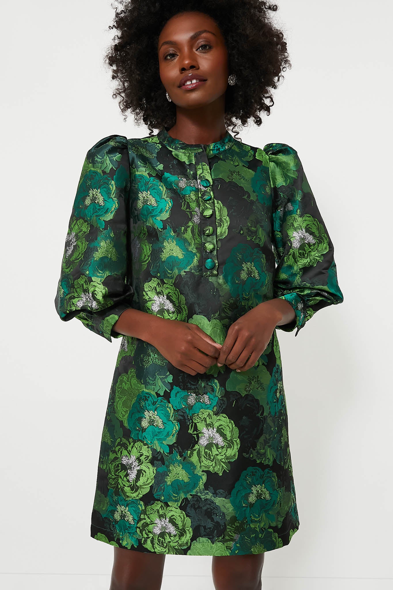 Green Jacquard Samantha Dress-Beilave