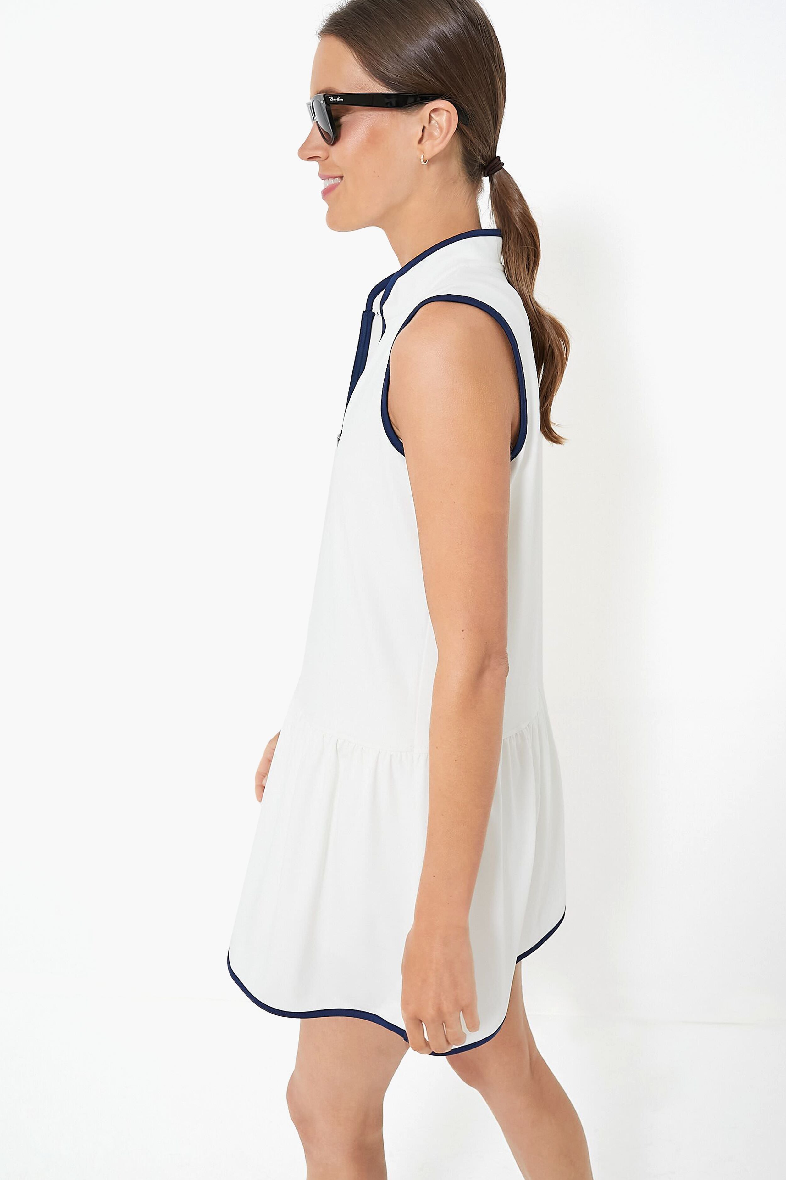 White and Navy Emma Tennis Dress-Beilave