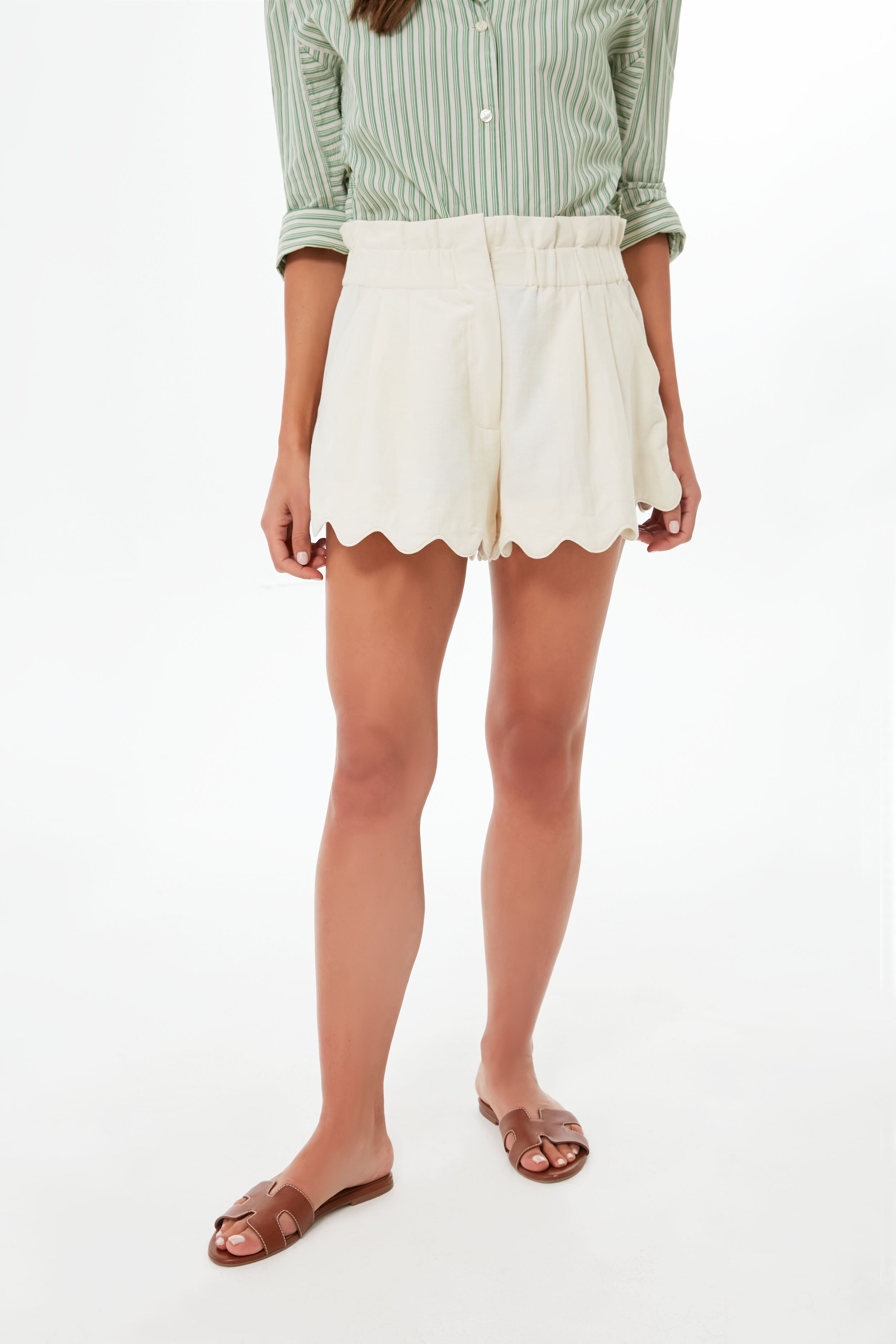 Cream Leona Shorts-Beilave