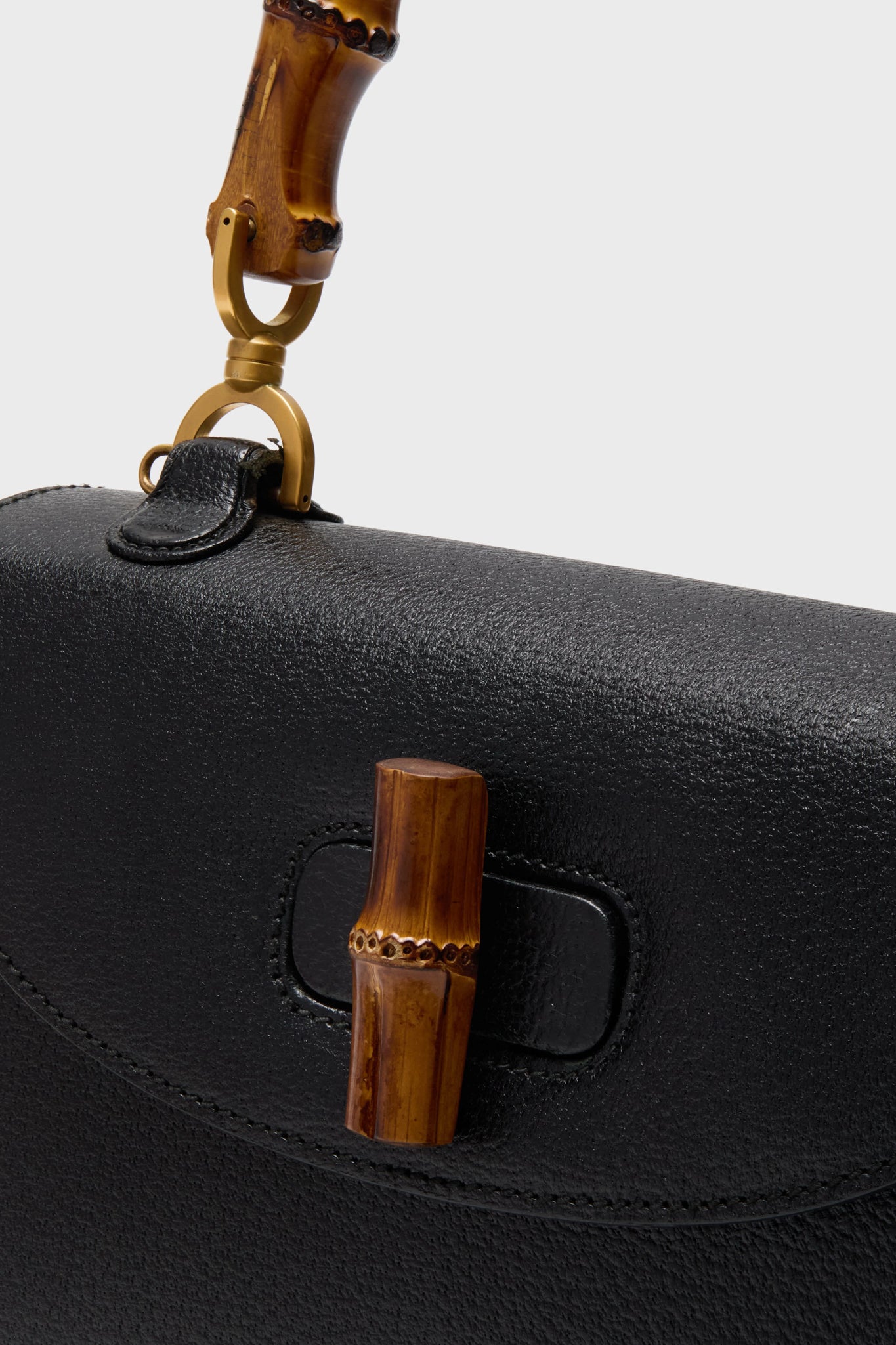 Gucci Black Medium Bamboo Top Handle Bag-Beilave