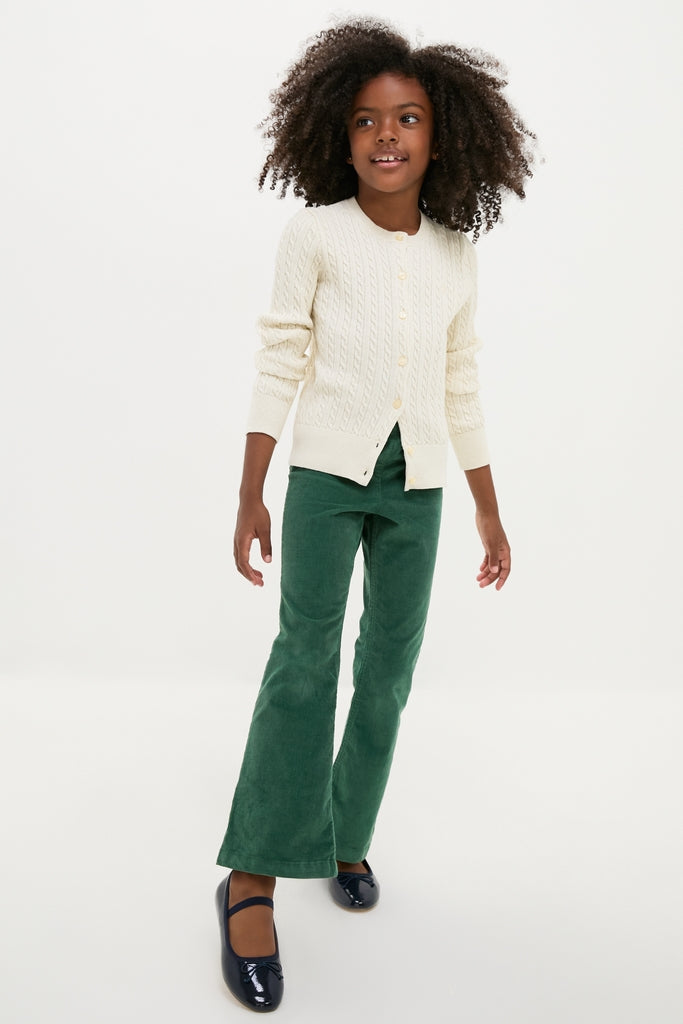 Girls Long-Sleeve Cotton Cable Knit Lurex Cardigan-Beilave