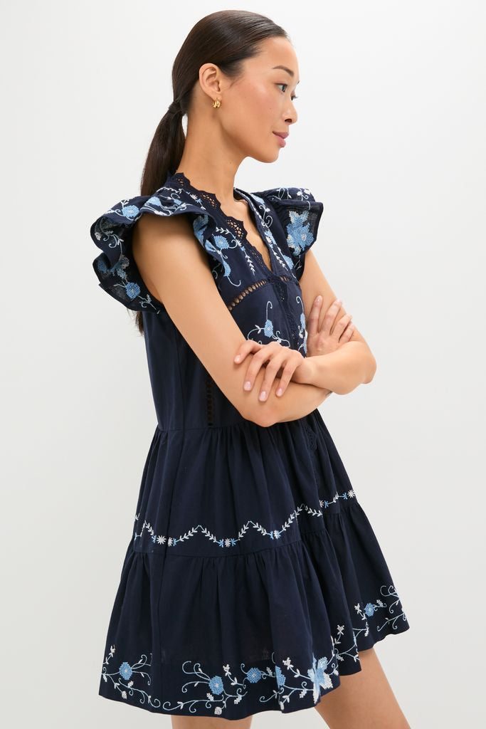 Exclusive Navy Edwina Embroidery Tunic Dress-Beilave