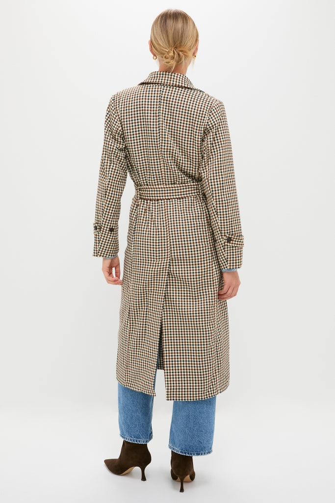 Brown Plaid Long Trench Coat-Beilave
