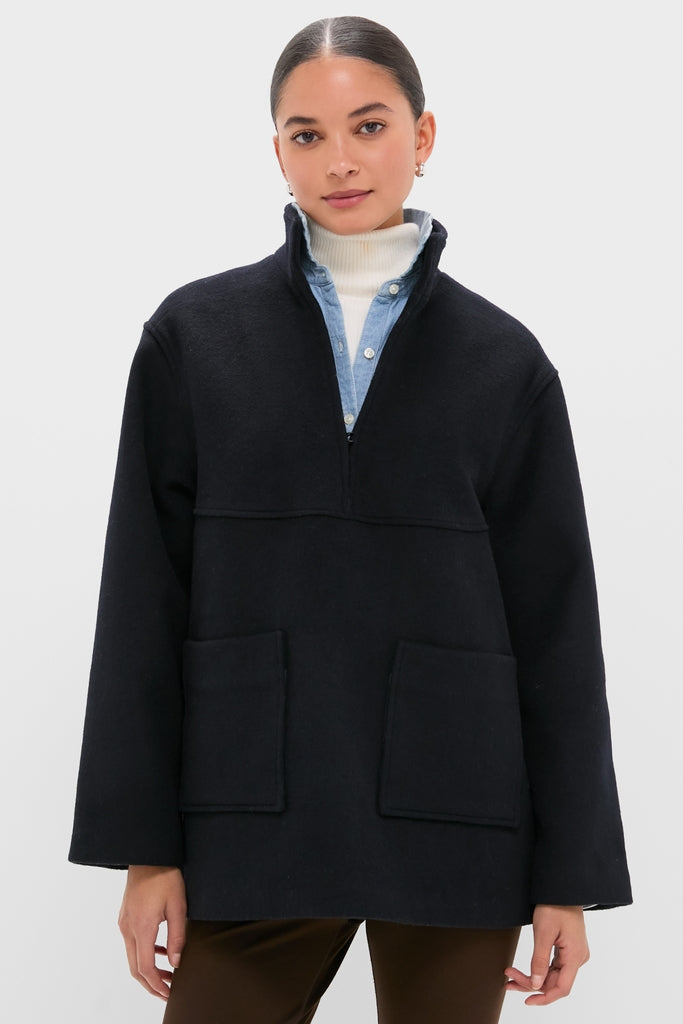 Navy Wool Joan Coat-Beilave