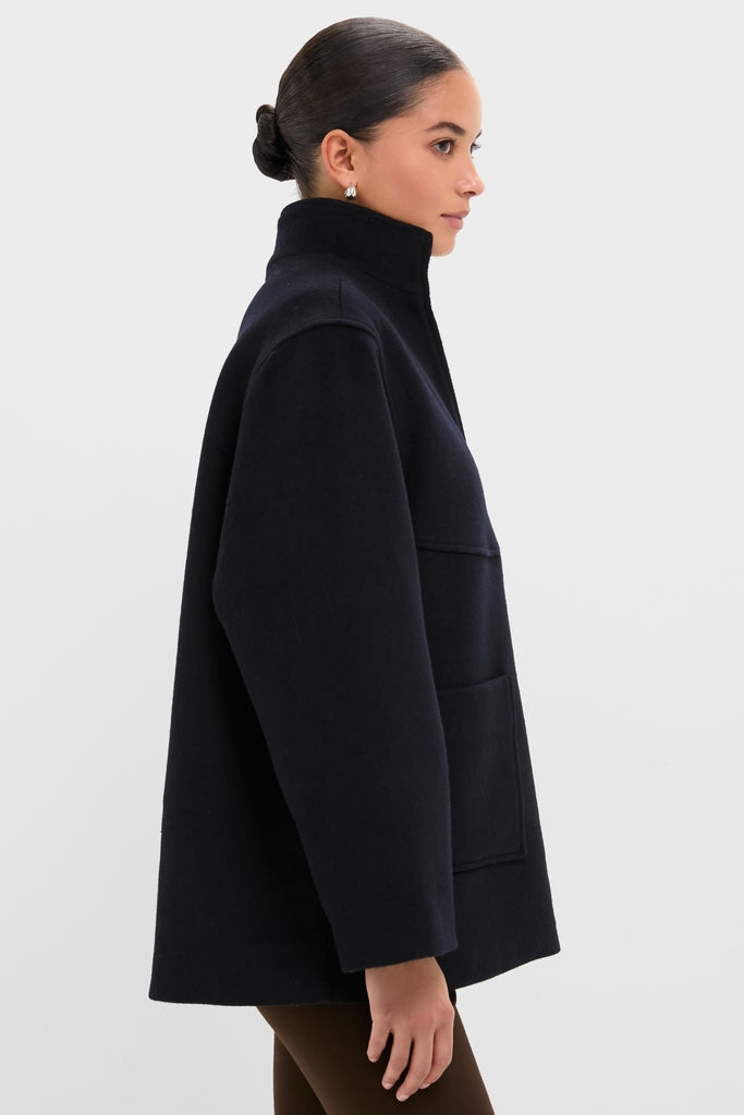Navy Wool Joan Coat-Beilave