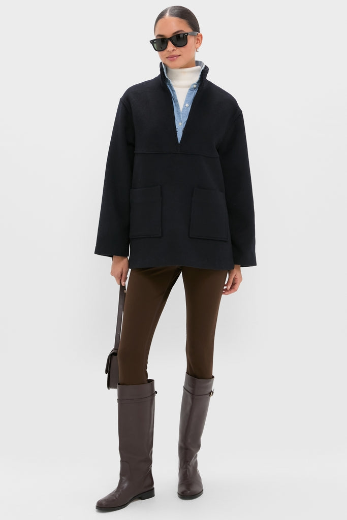 Navy Wool Joan Coat-Beilave