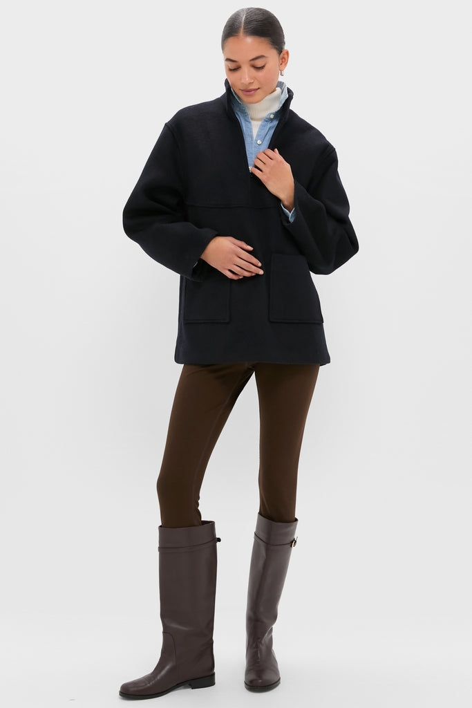 Navy Wool Joan Coat-Beilave