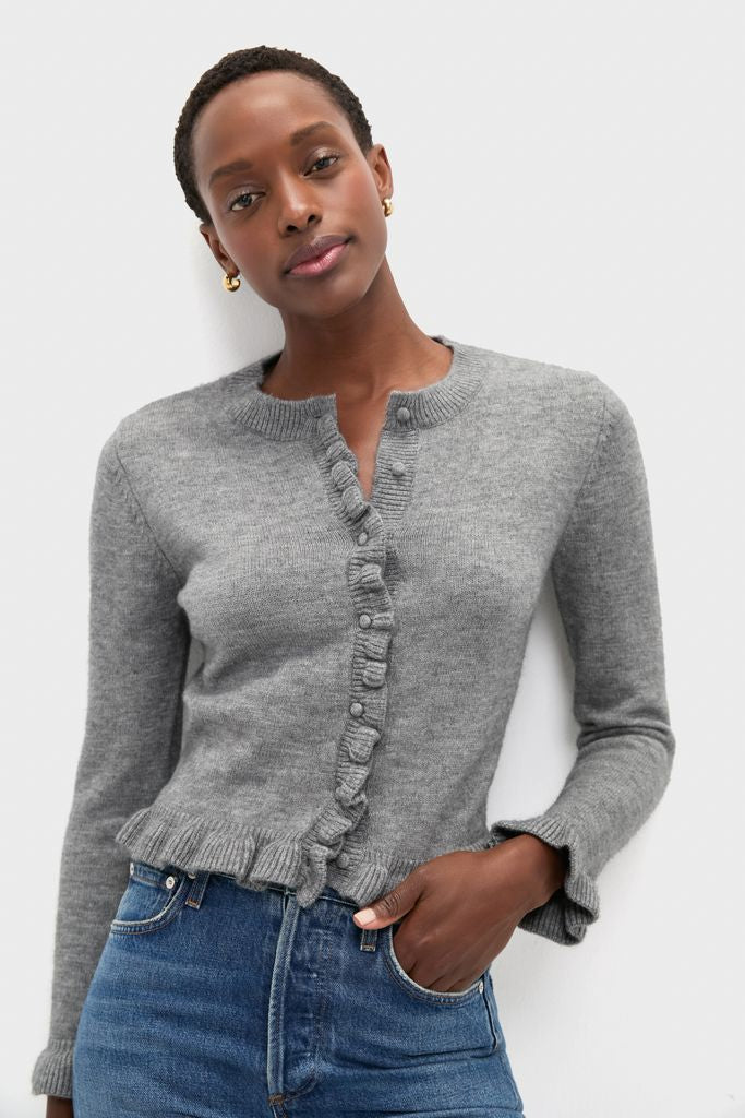 Grey Knit Patterson Ruffle Sweater-Beilave