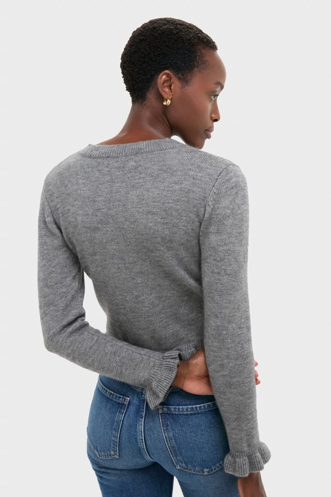 Grey Knit Patterson Ruffle Sweater-Beilave