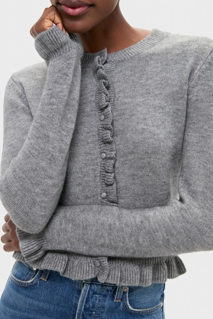 Grey Knit Patterson Ruffle Sweater-Beilave