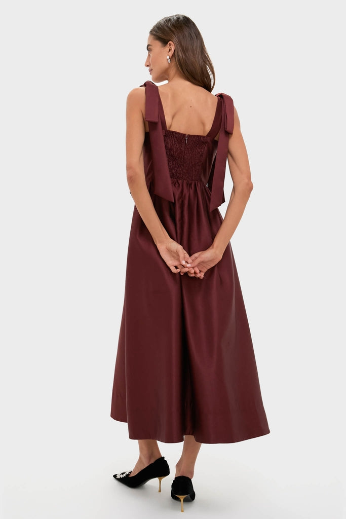 Oxblood Dupioni Bow Esme Dress-Beilave