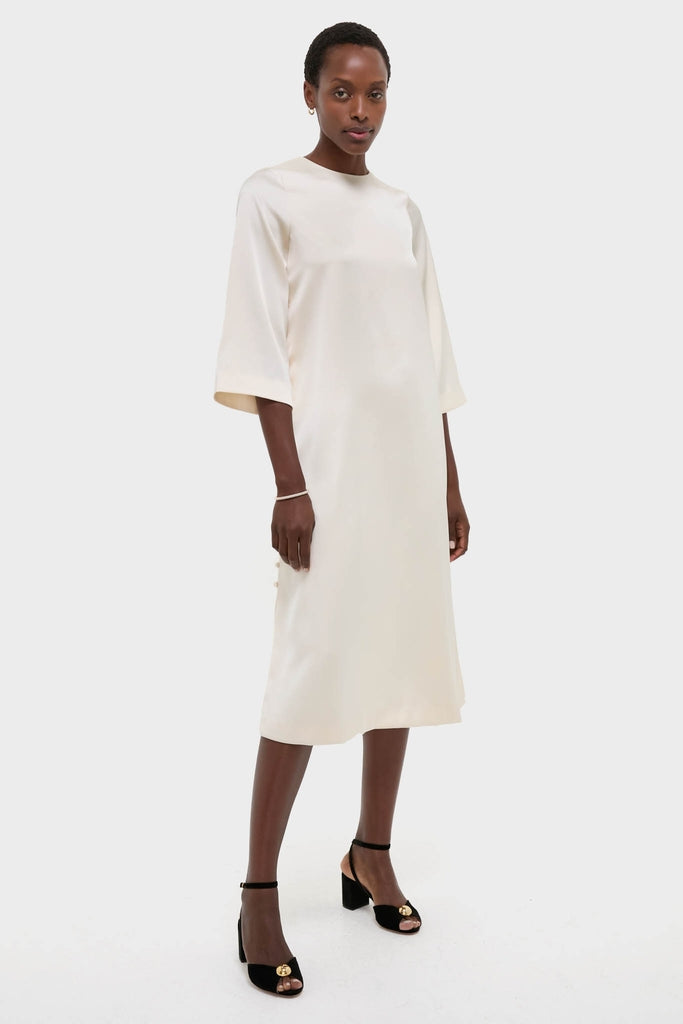 Winter White Side Button Jamie Dress-Beilave