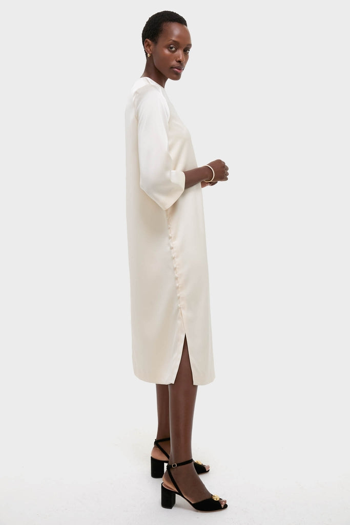 Winter White Side Button Jamie Dress-Beilave