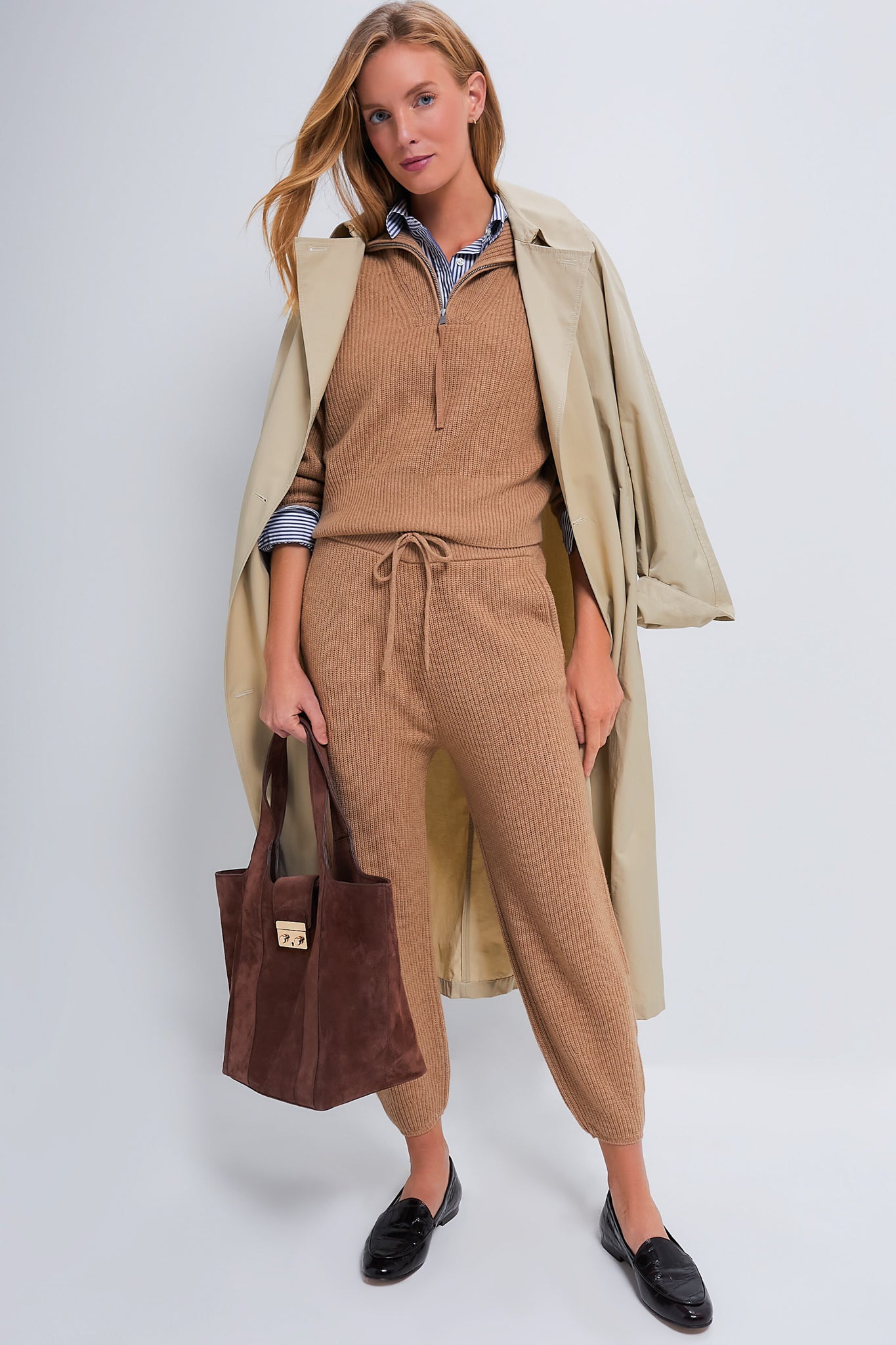 Camel Melange Cashmere Wool Blend Jogger-Beilave