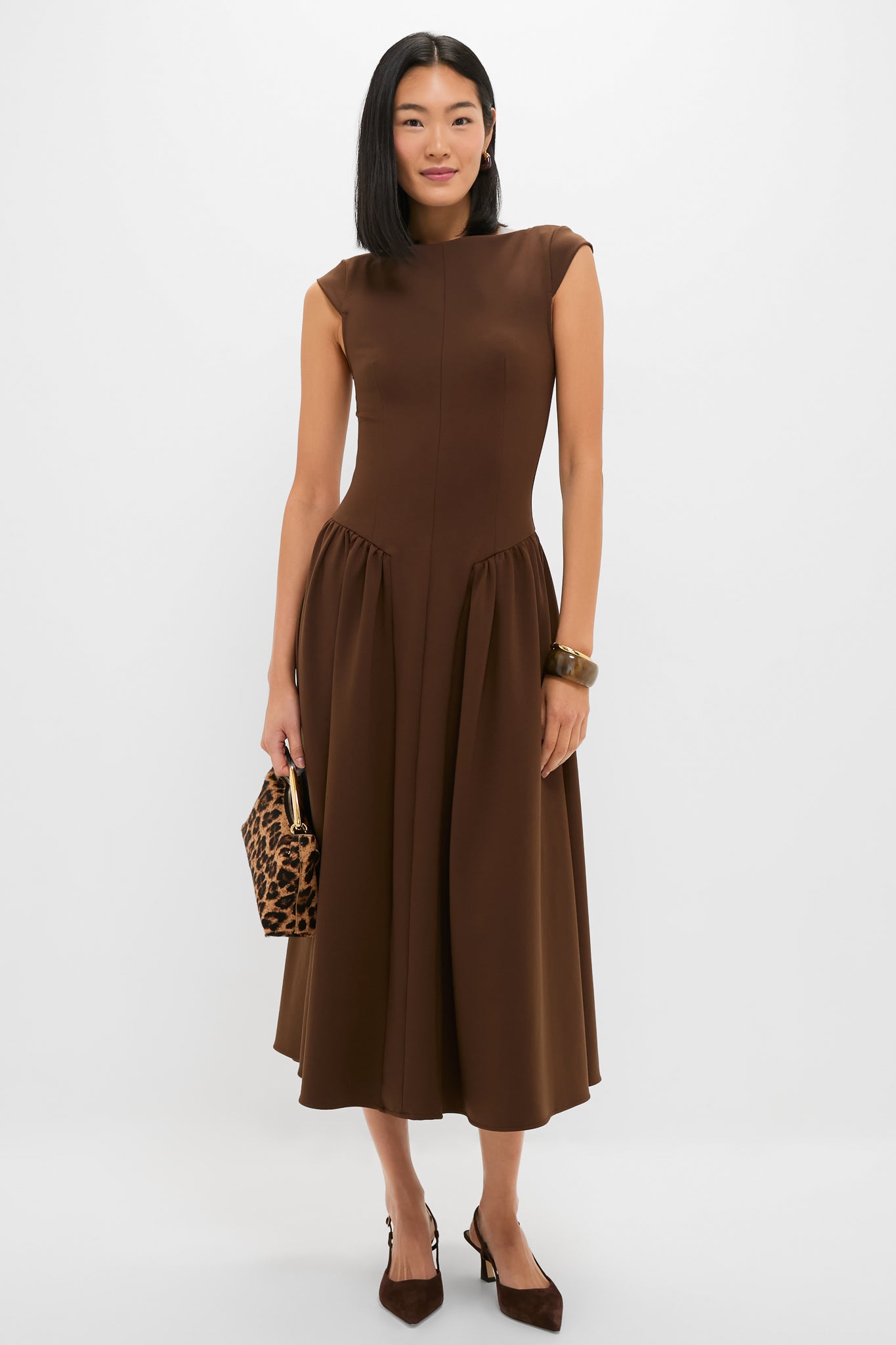 Chocolate Lysandra A Line Midi Dress-Beilave