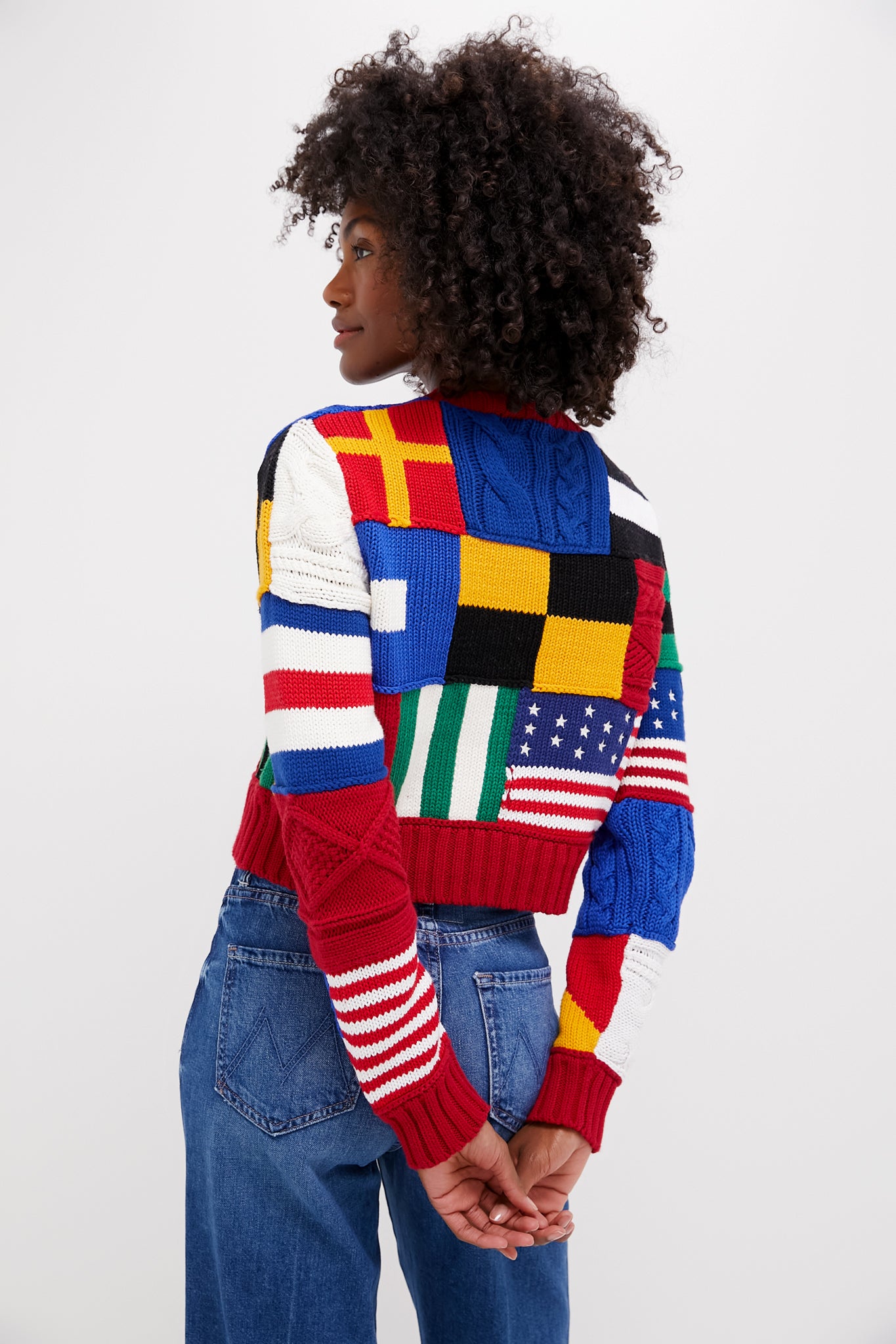 Red Multi American Flag Long Sleeve Pullover-Beilave